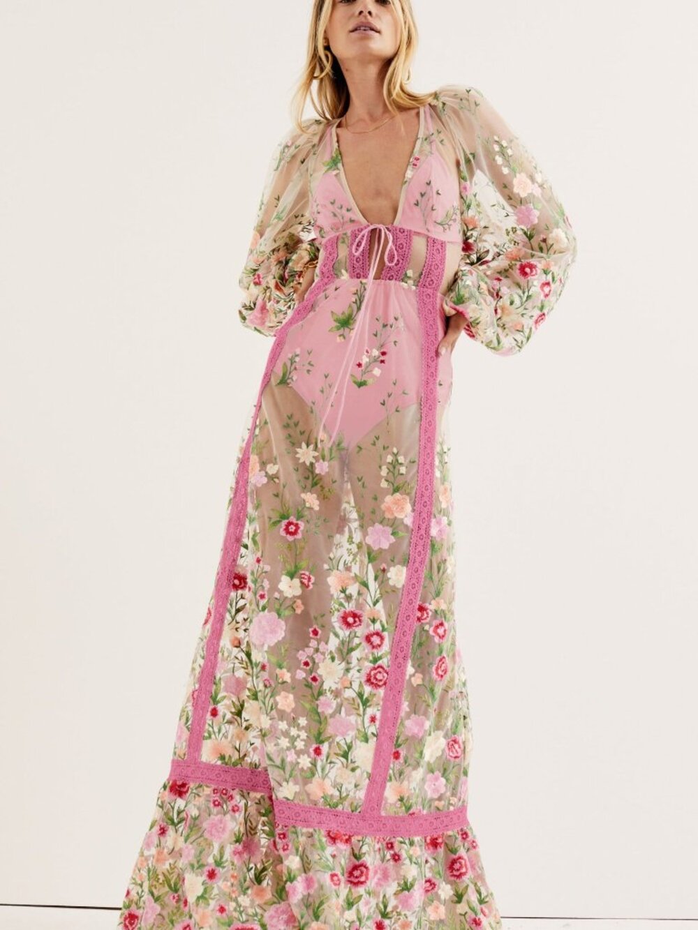 For Love & Lemons Luna Maxi Dress XS / Pink